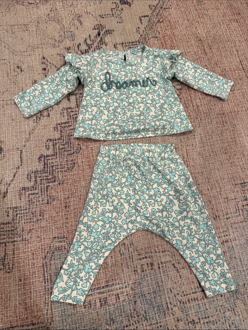Jessica Simpson Kids Teal Floral Set - Long Sleeve Top & Pants